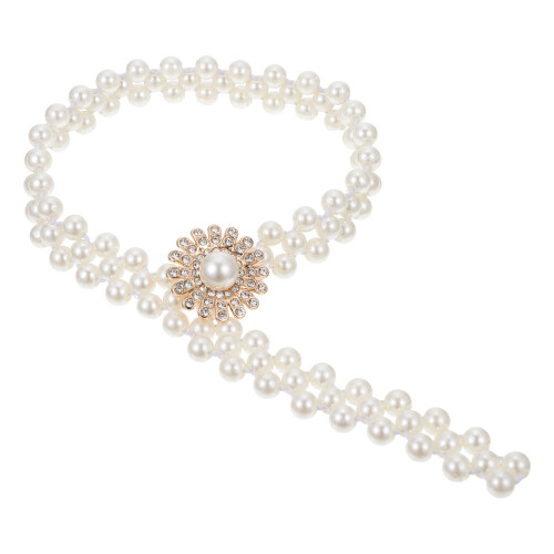 2Pièces Attaches Rideaux Élastiques Blancs Décor Perles Métal Élégant 2