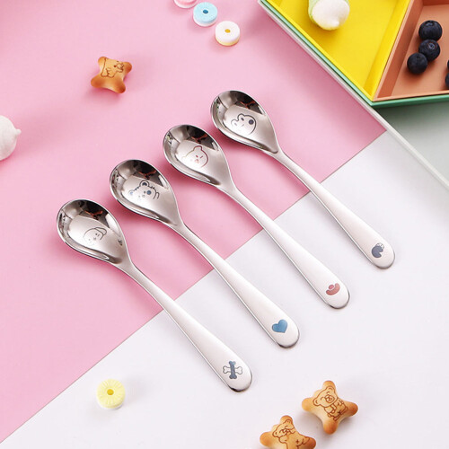 4 Colheres para Bebê Aço Inoxidável com de Desenho 2