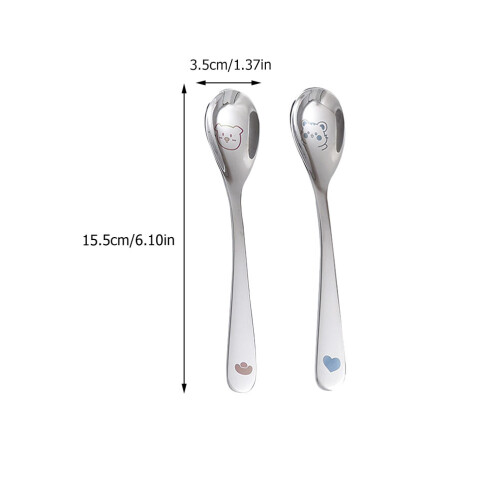 4 Colheres para Bebê Aço Inoxidável com de Desenho 1
