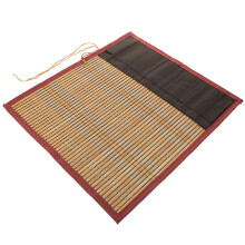 Bamboo Calligraphy Brush Roll Up Pencil Case Brown Cotton Rope