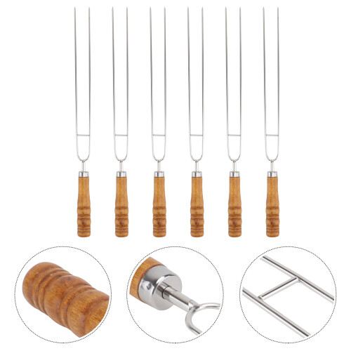 6 espetos c/ , utensílios p/ , 2