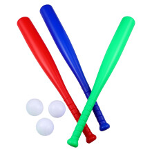 conjunto beisebol infantil 6 peças: 3 paus + 3 bolas, brinquedo exterior