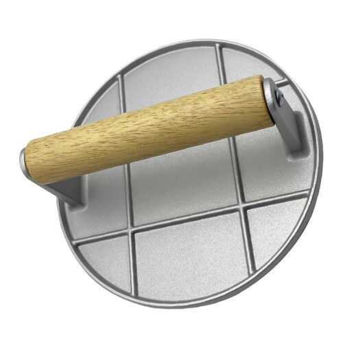 Burgerpatty pers model van aluminiumlegering met handvat