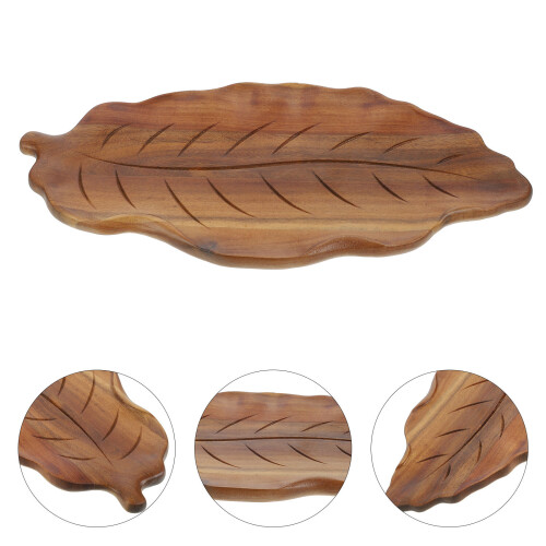 Blattförmiges Holztablett Für Snacks Und Kuchen 2
