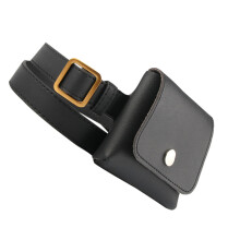 1Stk Leder Waist Bag Schwarz, Kompakt Und Modisch, Herren Brusttasche