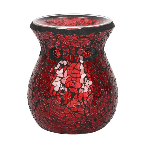 SMALL RED CRACKLE GLASS OIL BURNER 2