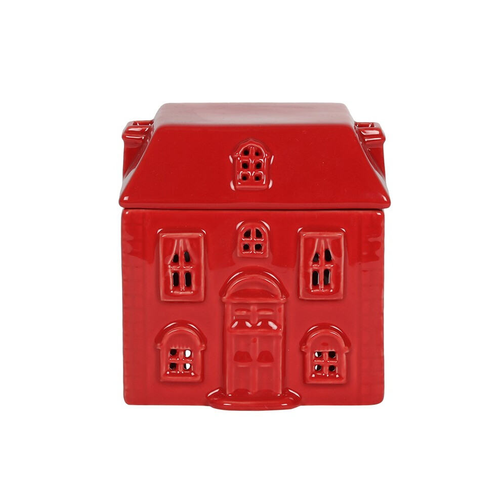 Diletto Gifts Red House Ceramic Oil Burner