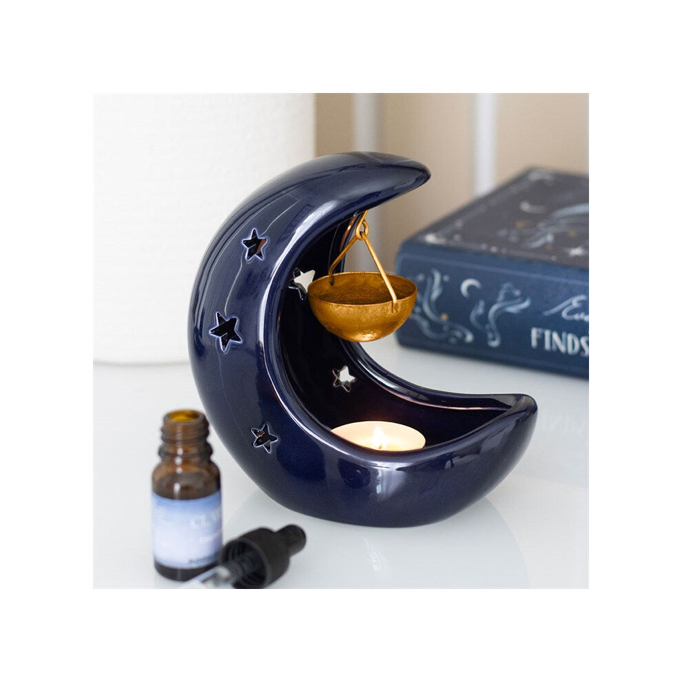 Diletto Gifts Blue Crescent Moon Hanging Oil Burner