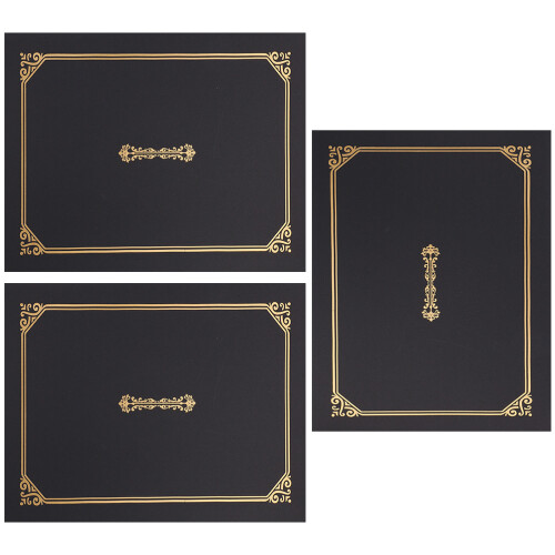3 Pcs Paper Certificate Envelope Document Covers Holder Staff Black
