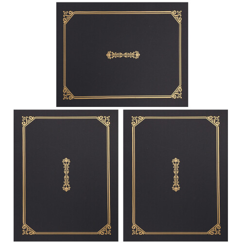 3 Pcs Paper Certificate Envelope Document Covers Holder Staff Black 2