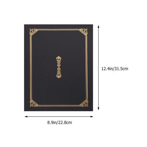 3 Pcs Paper Certificate Envelope Document Covers Holder Staff Black 1