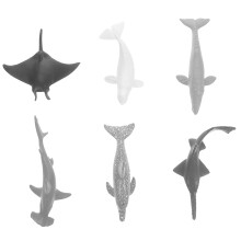 6Pièces Modèles Poissons Plastique Noir Décor Jouet Enfants