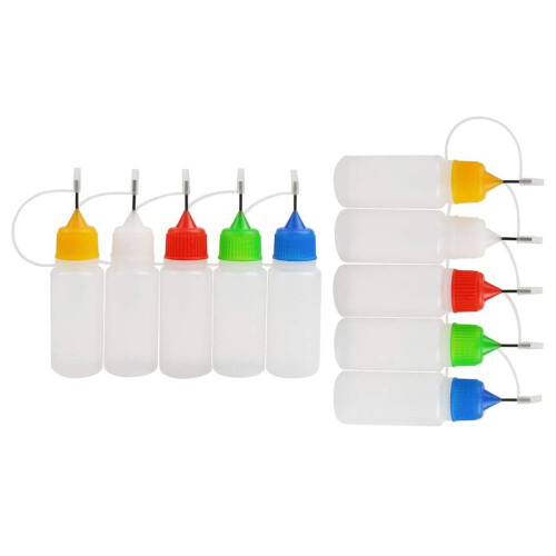 10 pz bottiglie con punta a ago per colla e pittura