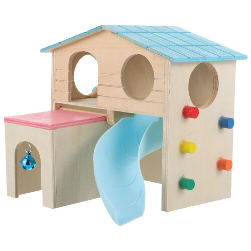 hamsterhuis met schuilplaats, glijbaan, platform en trap 1