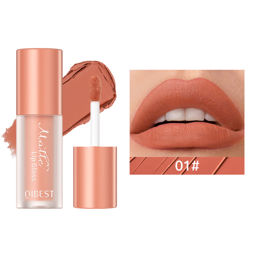 (A) Matte Matte Lipstick Non-stick Lip Glaze Non-fading Velvet Natural Lip Mud Lip Gloss 2ml