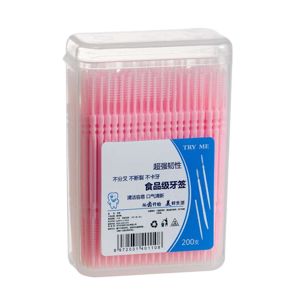 (C) 200Pcs Double-Head Toothpicks, Disposable Plastic Toothpicks For Teeth Cleaning, Interdental Brushes Oral Care DentalPicks