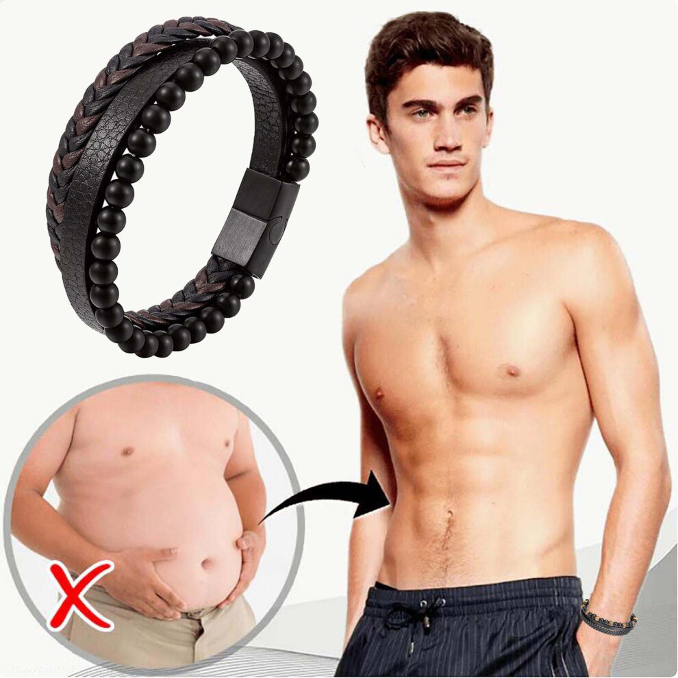 Black (Black) Natural Volcanic Eyeball Bracelet Health Bracelet Shaping Bracelet Cowhide Rope Bracelet