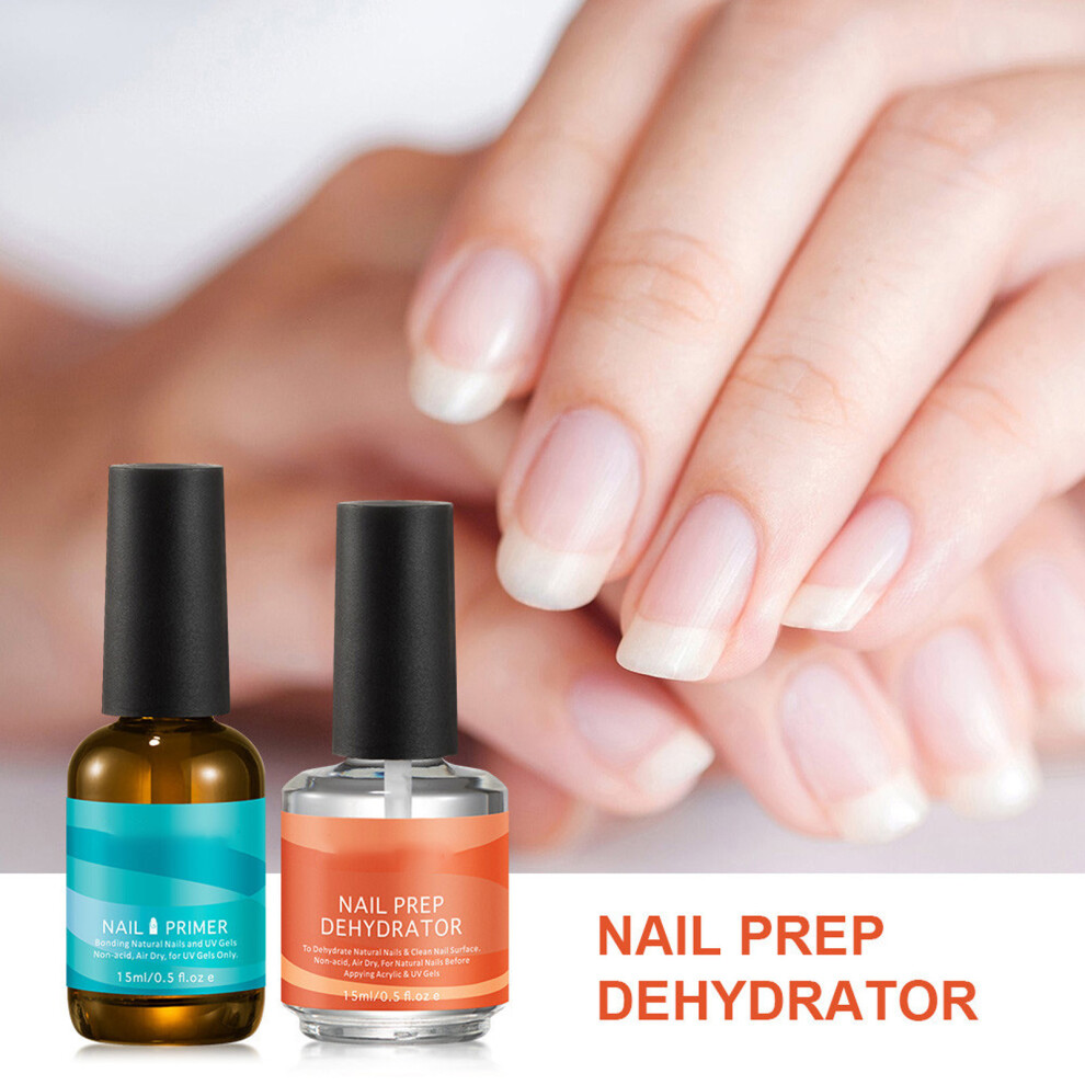 (Multicolor) Acidfree Nail Primers Nail Drying Liquid Nail Primers Set Nail Art Base 15ml + 15ml