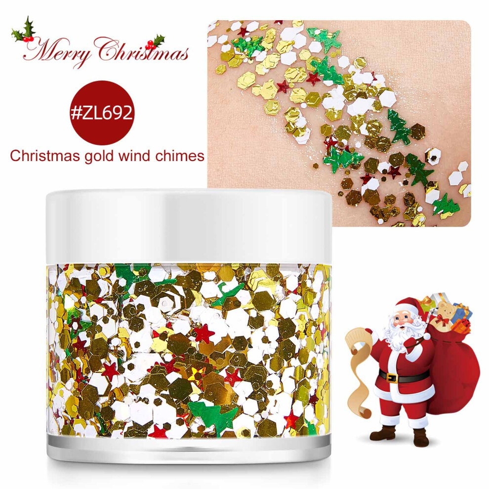 (B) Christmas Gel Sequins Body Glitter Nail Art Glitter Gel Hair Body Makeup Stage Makeup