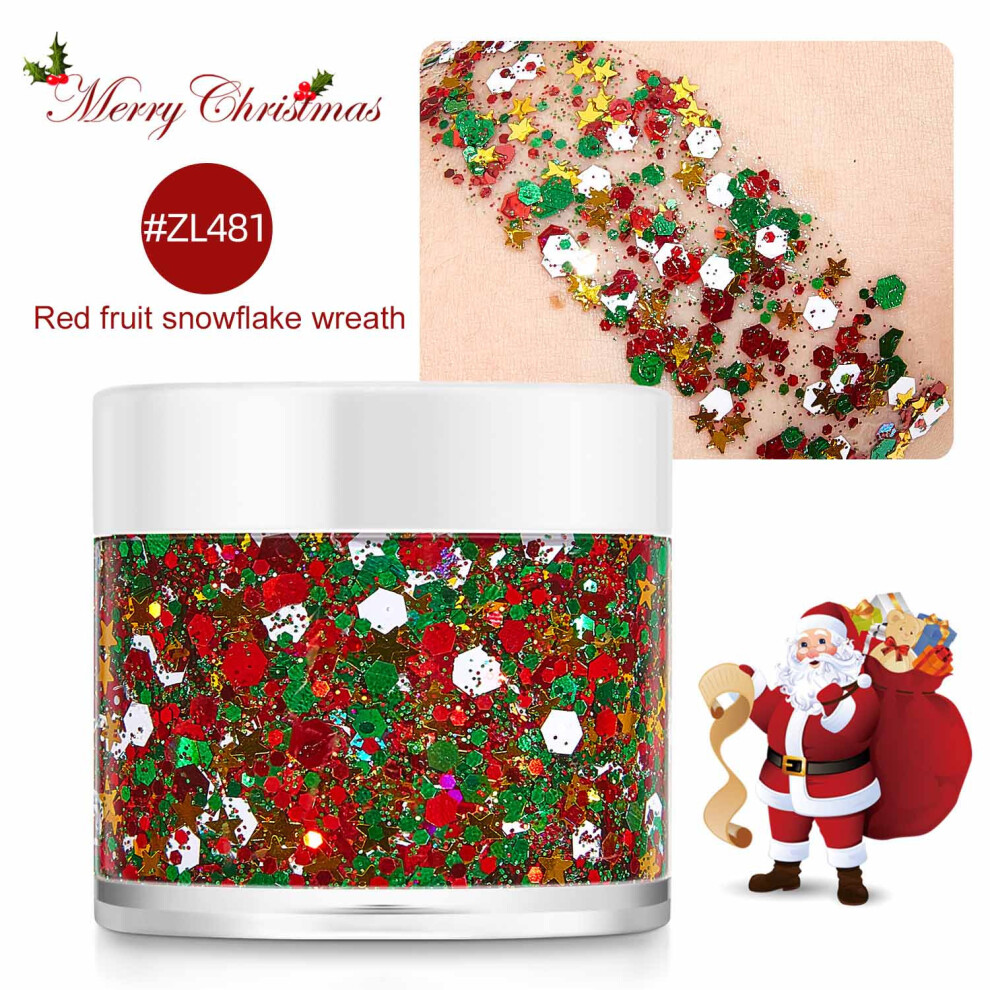 (A) Christmas Gel Sequins Body Glitter Nail Art Glitter Gel Hair Body Makeup Stage Makeup
