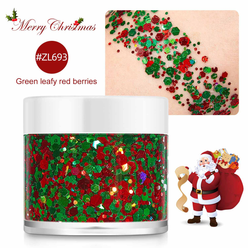 (C) Christmas Gel Sequins Body Glitter Nail Art Glitter Gel Hair Body Makeup Stage Makeup