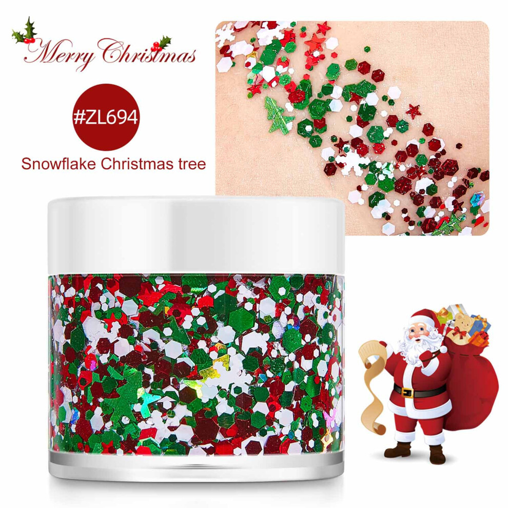 (D) Christmas Gel Sequins Body Glitter Nail Art Glitter Gel Hair Body Makeup Stage Makeup
