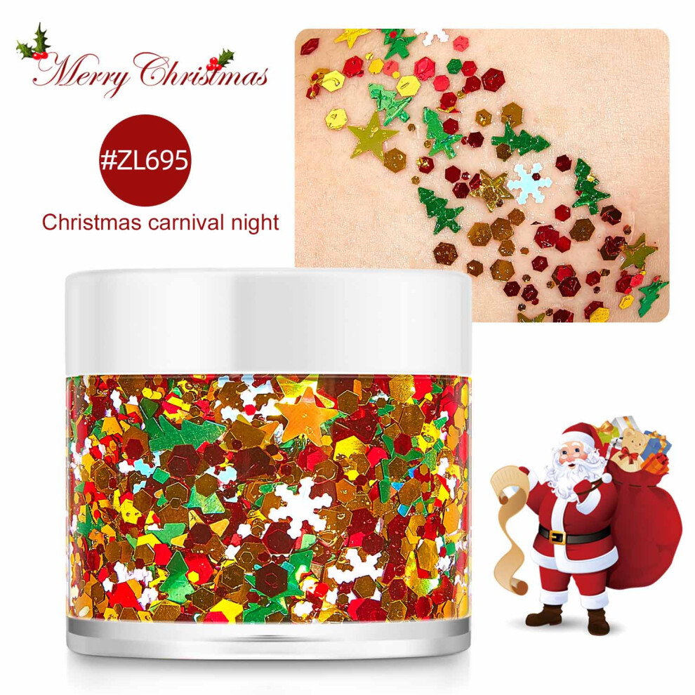 (E) Christmas Gel Sequins Body Glitter Nail Art Glitter Gel Hair Body Makeup Stage Makeup
