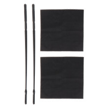4 pezzi asta pulizia flauto con panno, nero