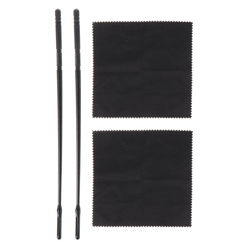4 pezzi asta pulizia flauto con panno, nero