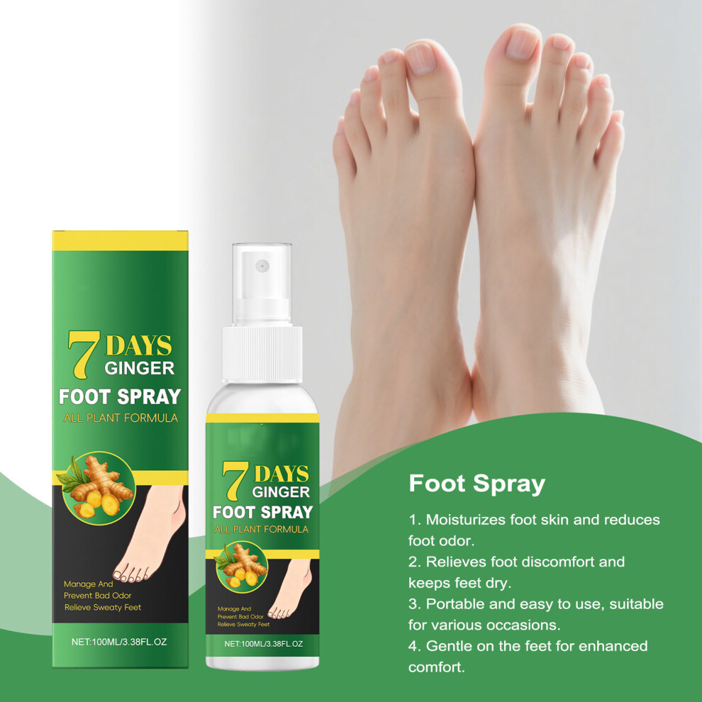 (Multicolor) Ginger foot spray cleaning odor foot spray100ml