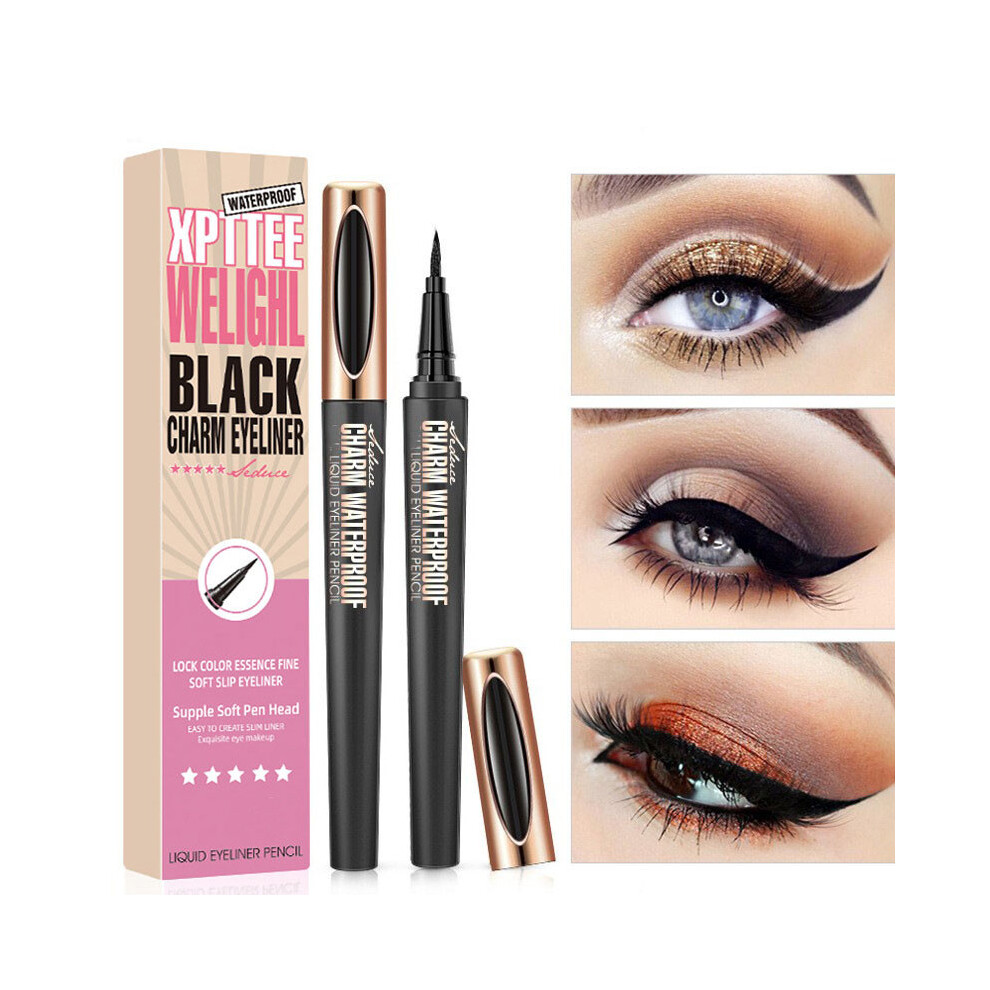 (Black) Waterproof Eyeliner Pen Hard Head Cool Black Color Eyeliner Liquid Pen 1ml