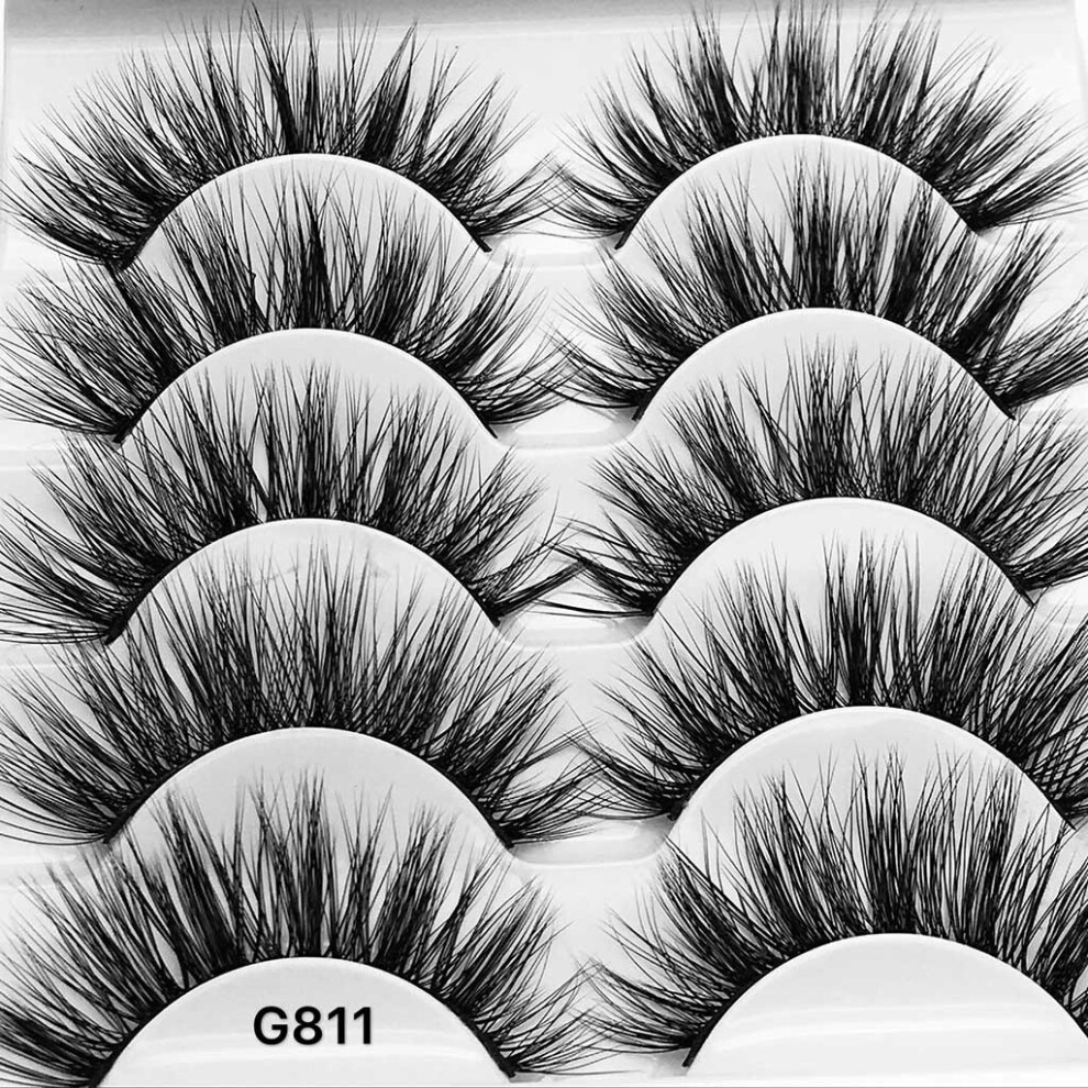 Black (Black) Eyelash Imitation Mink Natural Thick False Eyelash 5 Pairs