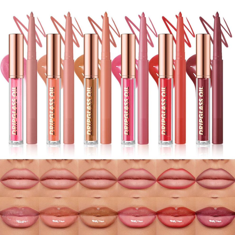 (Multicolor) Lip Gloss Lipliner Combination Non Stick Cup Matte Lipstick  Lipliner 2ml