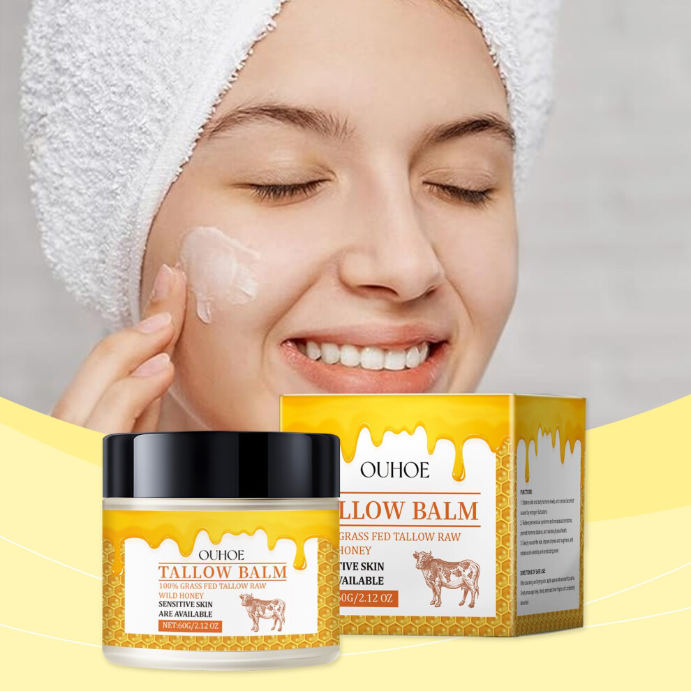 Cream (Multicolor) Facial And Body Tallow Balm - Moisturizing Hydrating Reducing Nourishing And - 60G