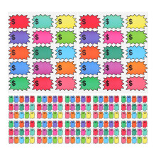 180 meerkleurige garage sale stickers, zelfklevend met prijsveld
