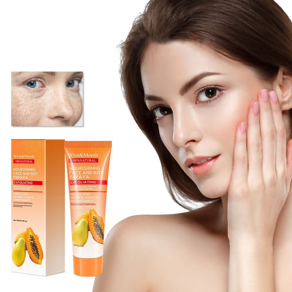 Yellow/Cream () Papaya Scrub Moisturizing Smoothing Tighten Pores Whitening Brightening Exfoliating Peeling Gel
