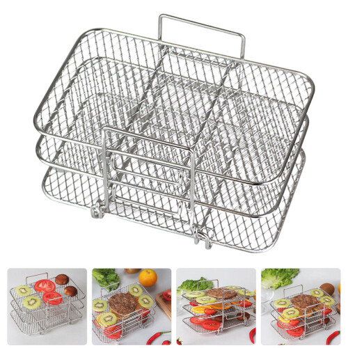 Rvs Airfryer Grillrek Drie Lagen Oven Accessoire 2