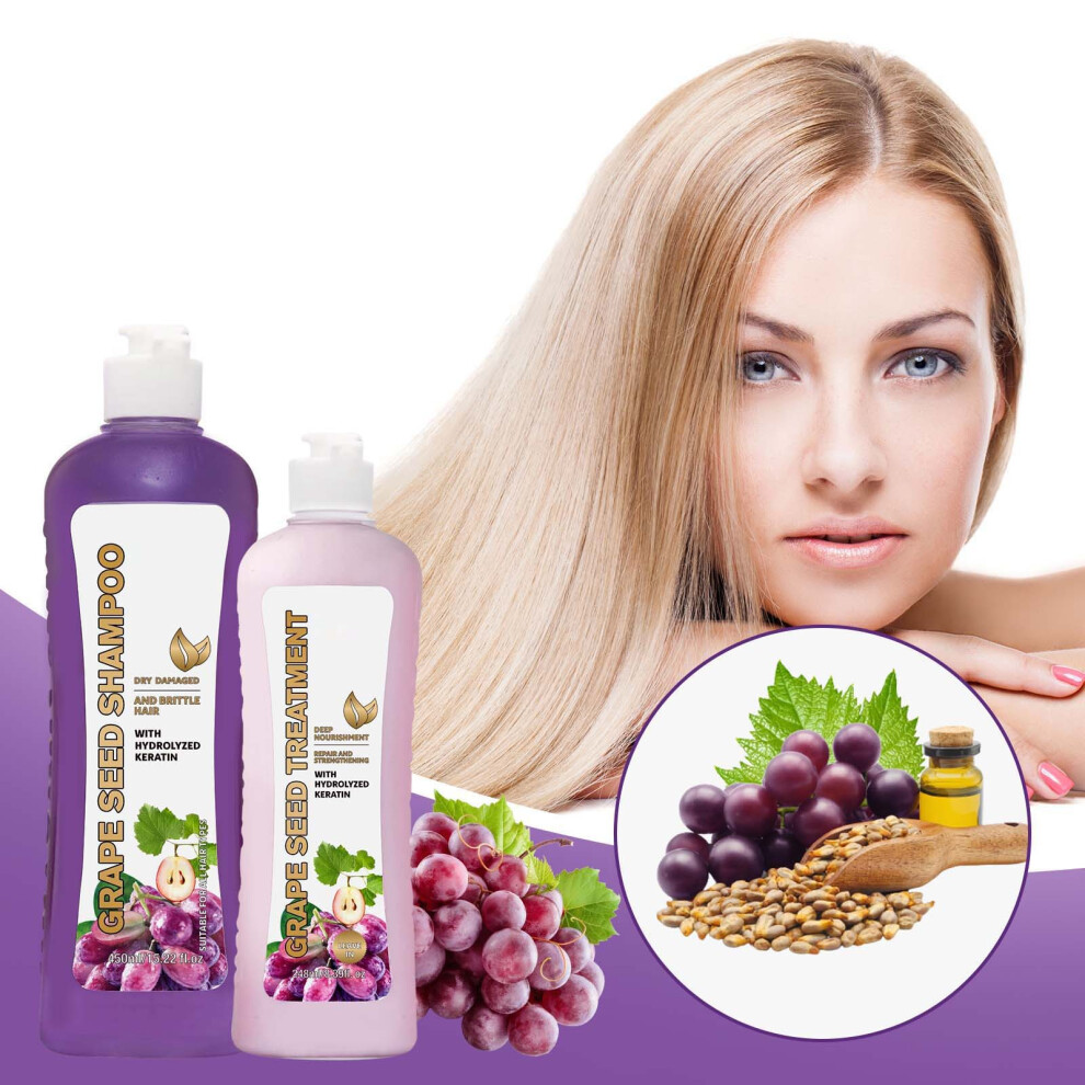 (Multicolor) Shampoo For Hair Dryness Hydrates  Smoothes Improves Frizz  Grape  Shampoo 450+248ml Set