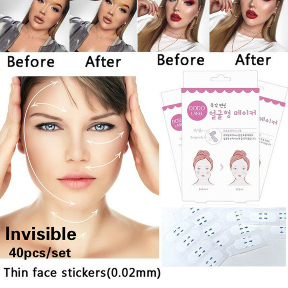 (Red) 40pcs/set Face Sticker Thin Face Stick Face Invisible Sticker Lift Tools Makeup
