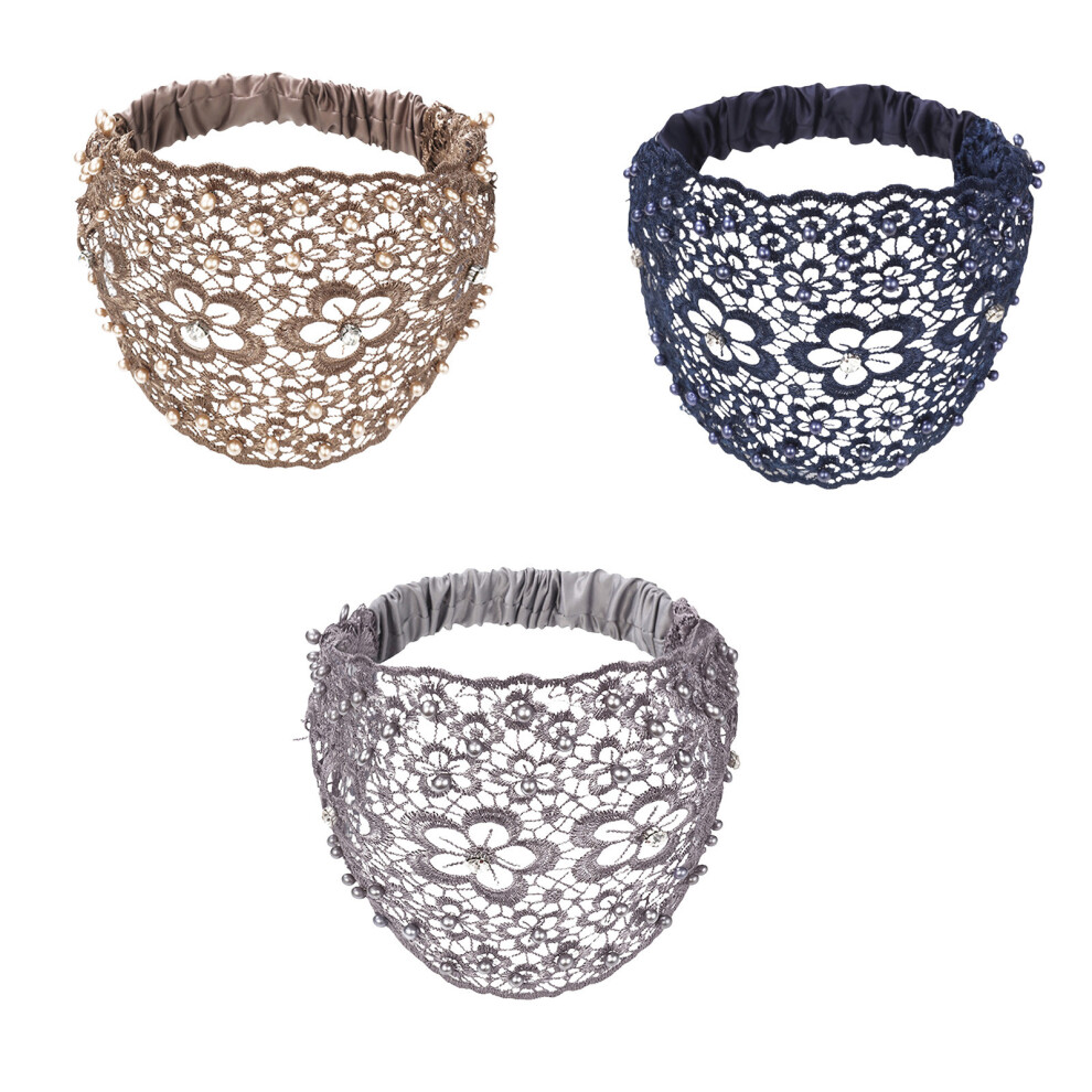 (D) Elegant Floral Beaded Wide Headbands Fashionable Hair Accessories Plums Blossoms Hollow Hair Bands With Wide Edges  Headband For Women