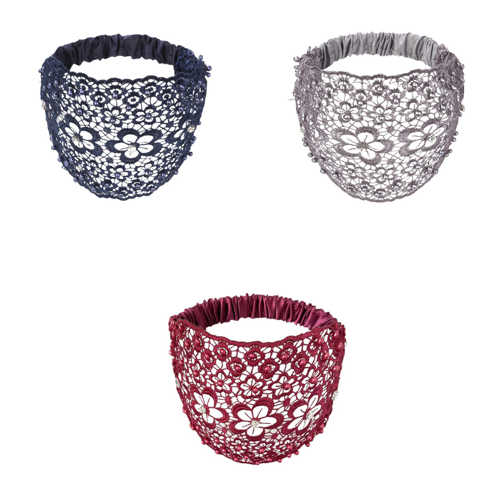 (E) Elegant Floral Beaded Wide Headbands Fashionable Hair Accessories Plums Blossoms Hollow Hair Bands With Wide Edges  Headband For Women