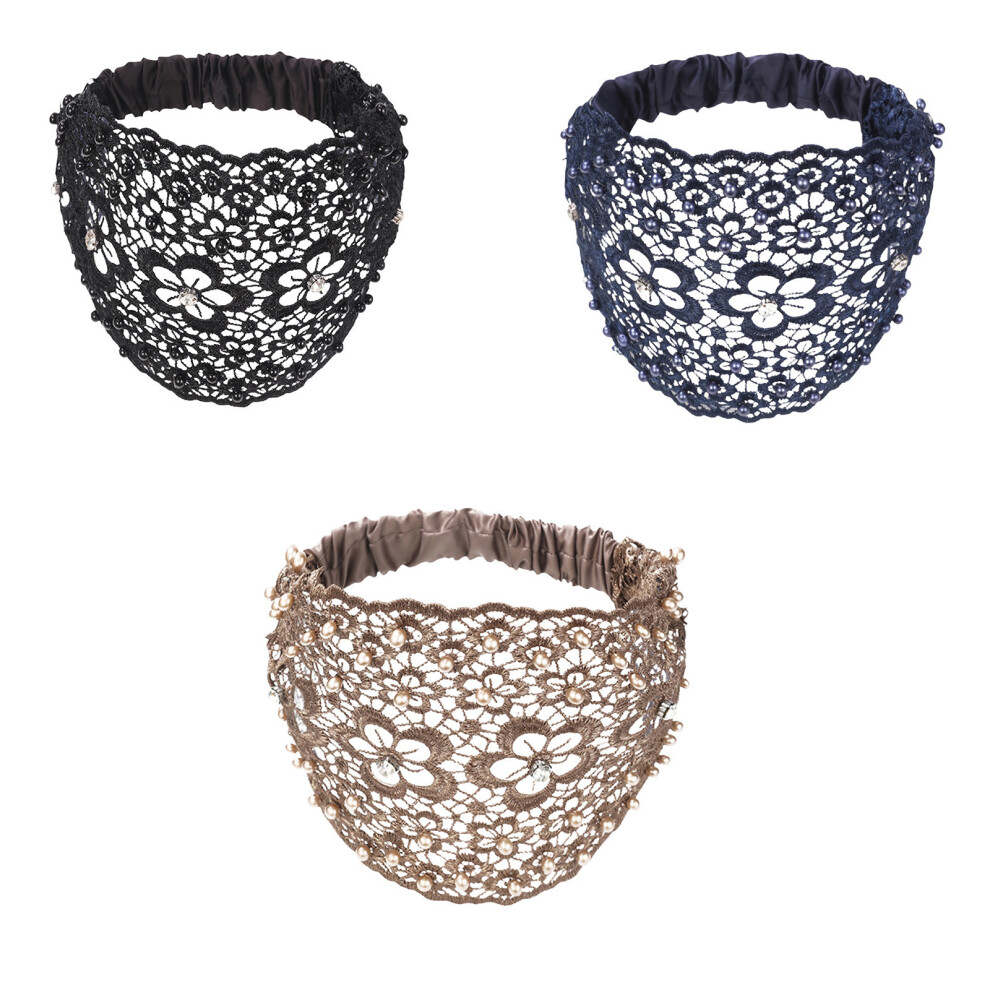 (A) Elegant Floral Beaded Wide Headbands Fashionable Hair Accessories Plums Blossoms Hollow Hair Bands With Wide Edges  Headband For Women