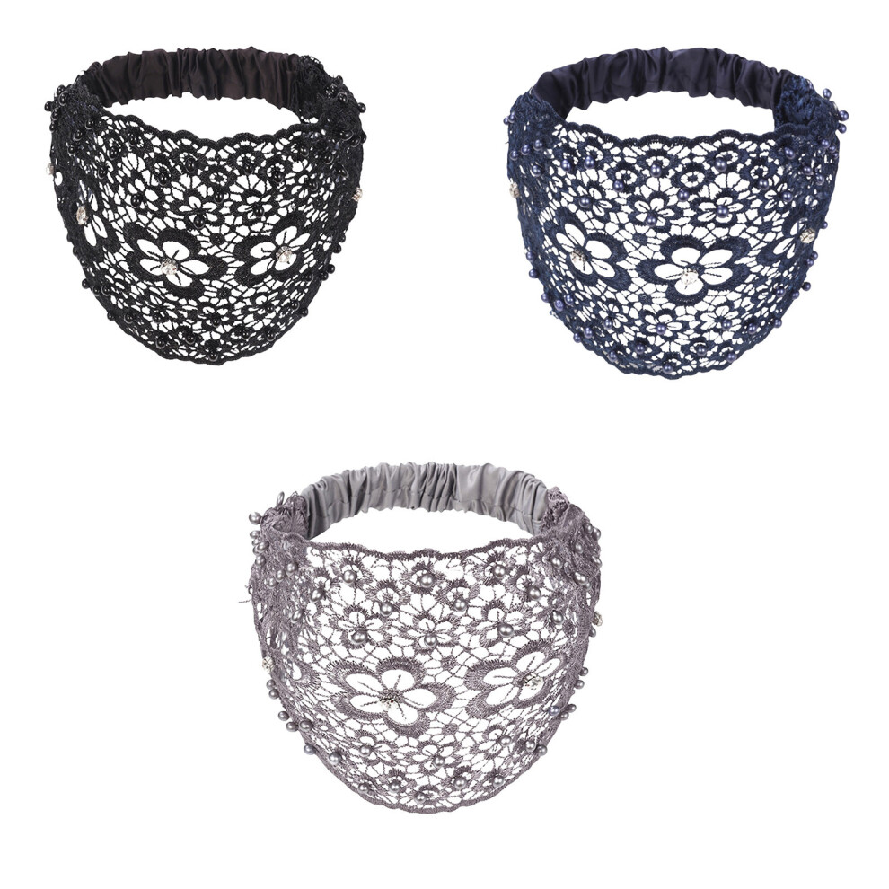 (B) Elegant Floral Beaded Wide Headbands Fashionable Hair Accessories Plums Blossoms Hollow Hair Bands With Wide Edges  Headband For Women