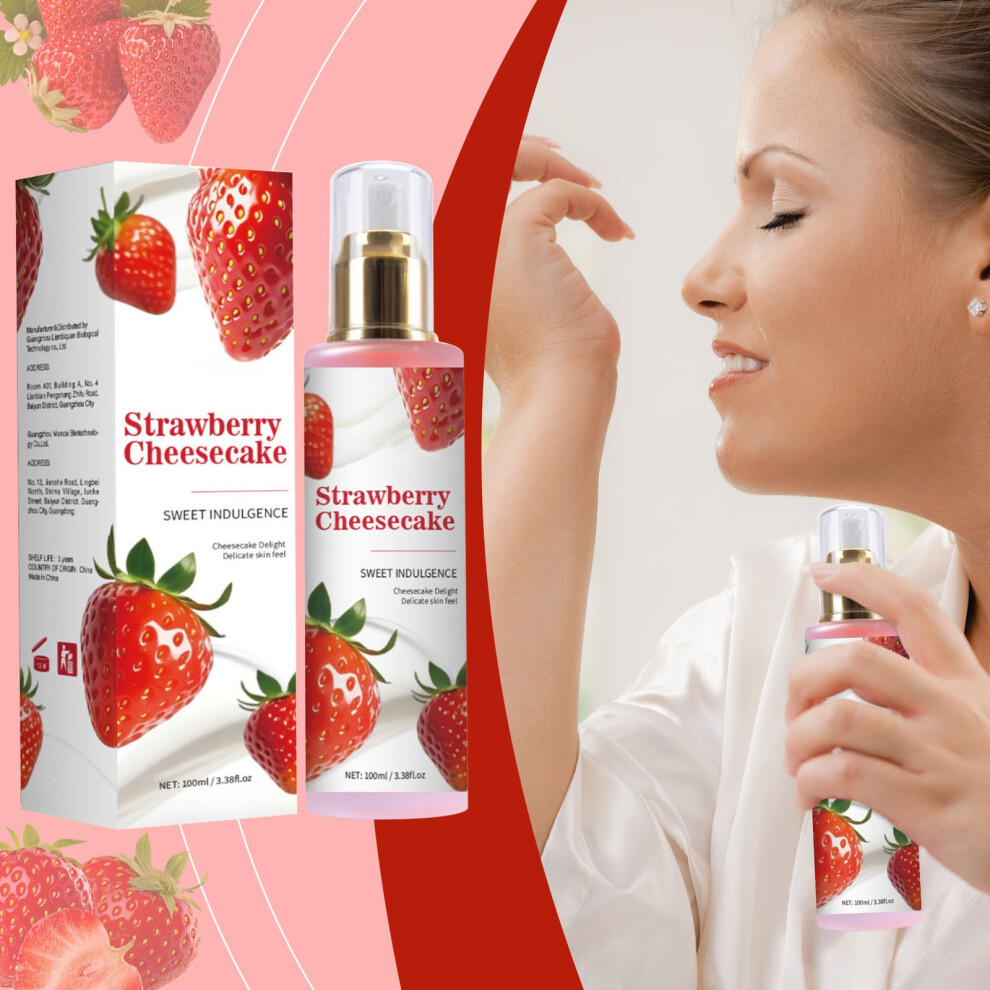 (Multicolor) Long-Lasting Perfume Body Mist Strawberry Cheesecake Body Hair Spray Strawberry Perfume Long-Lasting Body Spray Strawberry Body 100ml