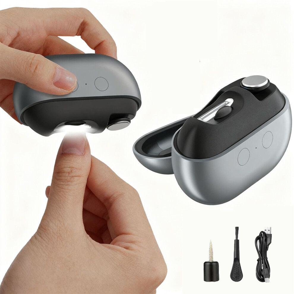 Black/Light () Nail Clippers Nail Clippers Smart Nail Clipper With Led Nail Scraps Storage And Polishing