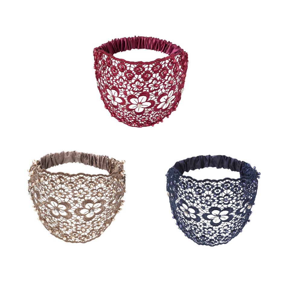 (F) Elegant Floral Beaded Wide Headbands Fashionable Hair Accessories Plums Blossoms Hollow Hair Bands With Wide Edges  Headband For Women