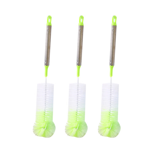escovas para copos c/ cabo longo, 3 un, cabeças flexíveis, aço inox