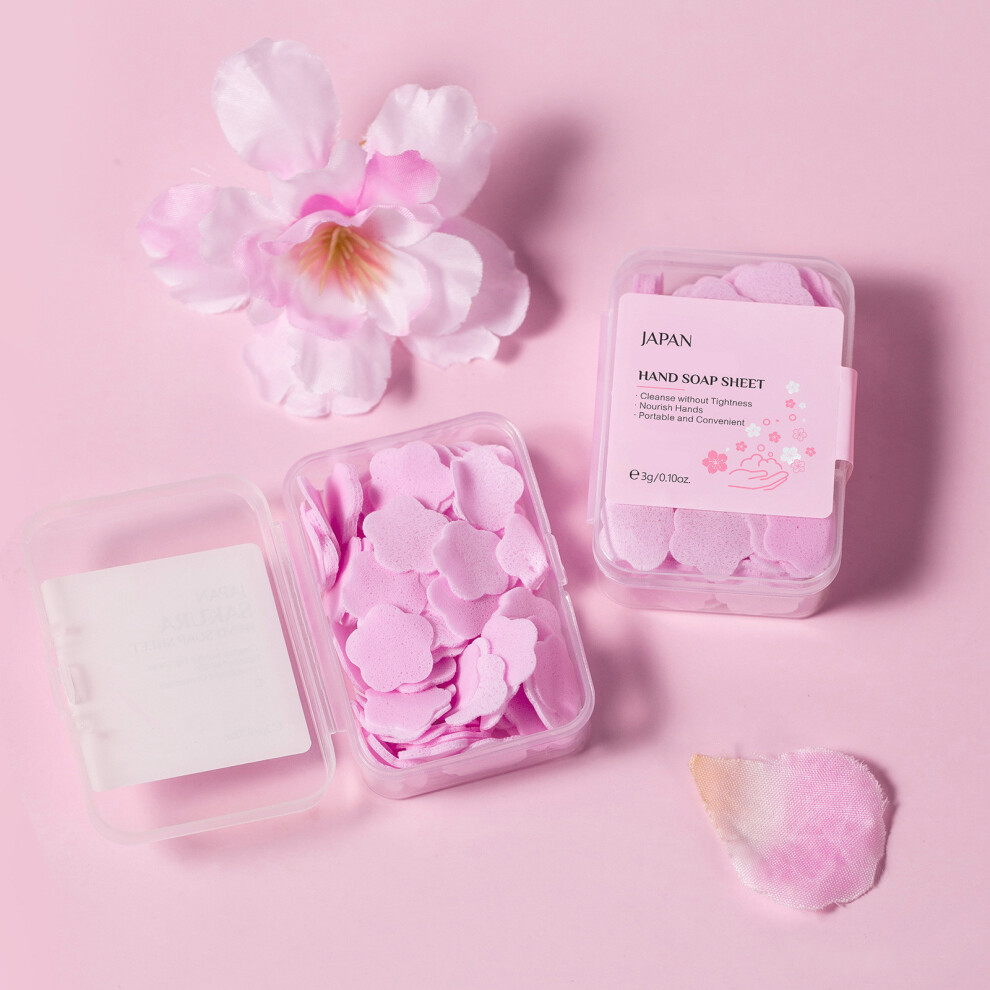 (Multicolor) Disposable Cherryblossoms Flavored Soap Tablets Portable Soap Paper Carry Hand Washing Tablets 3g