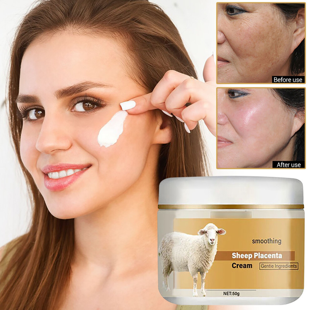 (White) Sheep Placenta Cream Firming Repair Face Instant Repairing Cream  Deeply Moisturizes Wrinkles  For All Types