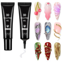 (Black) Nail Sculpture Gel Solid Glue Drill Nail Art Extended Gel Non Stick Fake Nail Sculpture Pattern Suitable For Girls And Women
